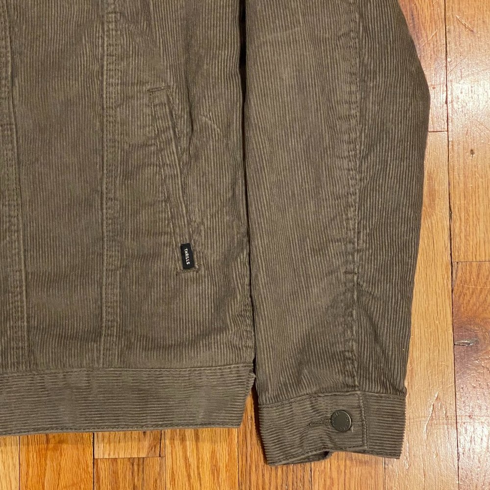 NWTs Thrills Sherpa Wanderer Jacket Corduroy Denim Jacket Pewter - Picture 3 of 6